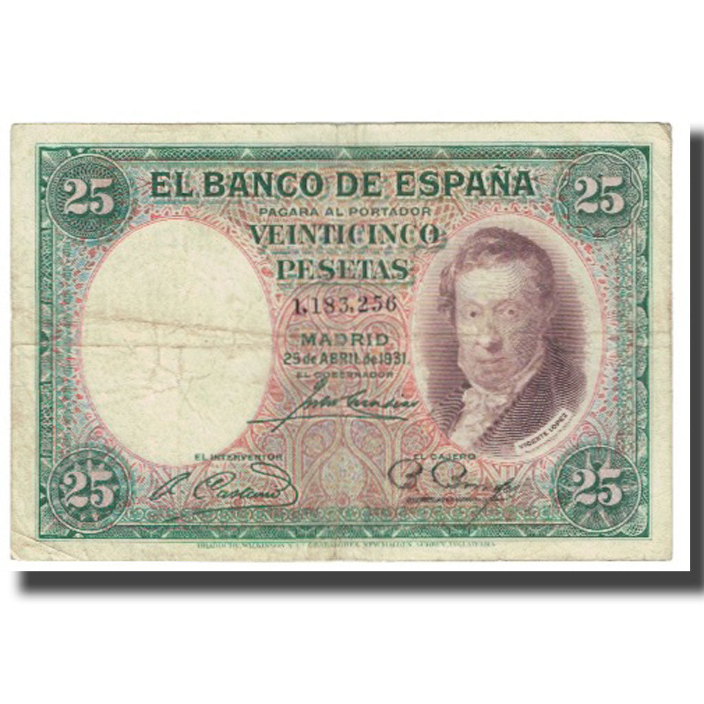Banknote, Spain, 25 Pesetas, 1931, 1931-04-25, KM:81, VF(20-25)