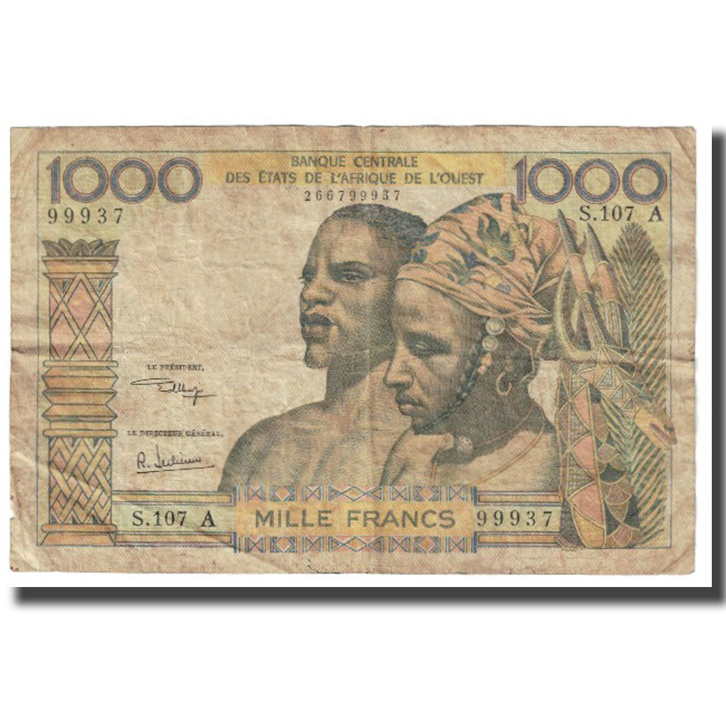Banknote, West African States, 1000 Francs, KM:103Aa, VF(20-25)