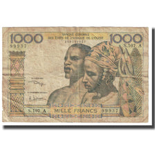 Banknote, West African States, 1000 Francs, KM:103Aa, VF(20-25)