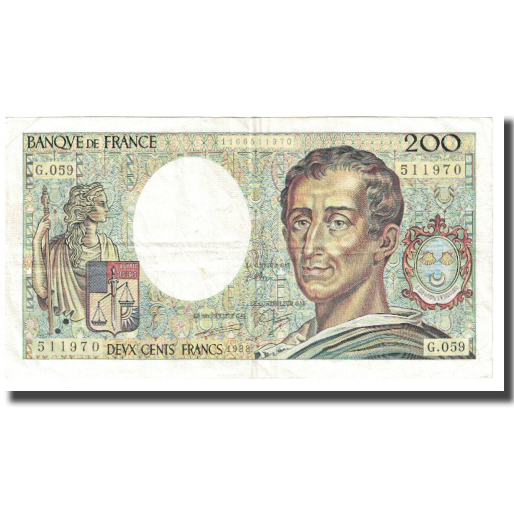 Francia, 200 Francs, Montesquieu, 1988, D.Bruneel-B.Dentaud-A.Charriau, MBC