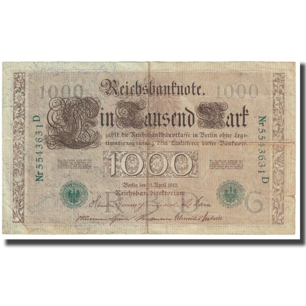 Banknote, Germany, 1000 Mark, 1910, 1910-04-21, KM:45a, EF(40-45)