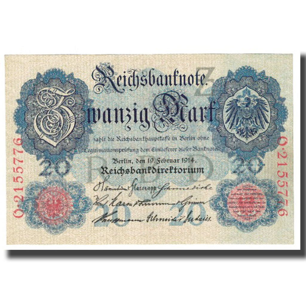 Banknote, Germany, 20 Mark, 1914, 1914-02-19, KM:46b, EF(40-45)