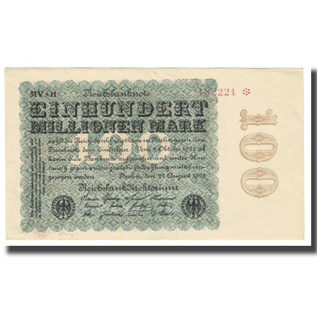 Banknote, Germany, 100 Millionen Mark, 1923, 1923-08-22, KM:107a, EF(40-45)