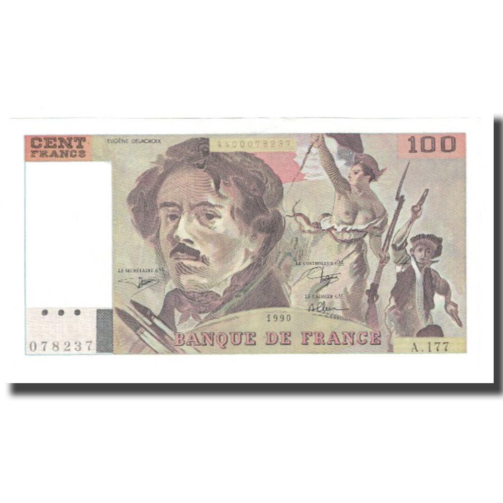 France, 100 Francs, Delacroix, 1990, D.Bruneel-B.Dentaud-A.Charriau, NEUF