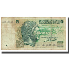 Nota, Tunísia, 5 Dinars, 1993, 1993-11-07, KM:92, VF(20-25)