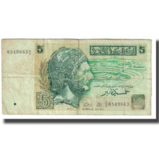 Banknote, Tunisia, 5 Dinars, 1993, 1993-11-07, KM:92, VF(20-25)