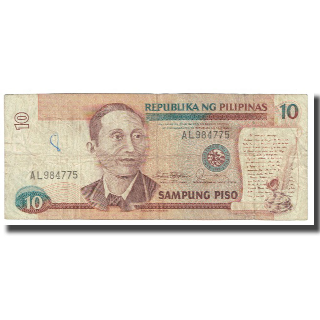 Nota, Filipinas, 10 Piso, KM:169a, VF(20-25)