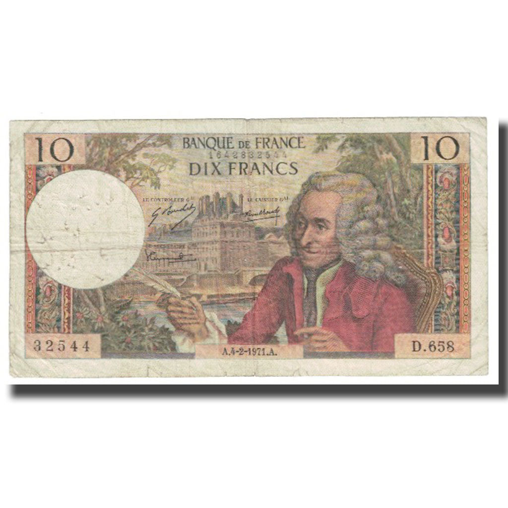 França, 10 Francs, Voltaire, 1973, R.Tondu-G.Bouchet-H.Morant, 1973-04-05