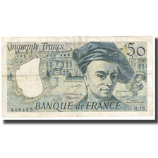 France, 50 Francs, Quentin de La Tour, 1981, STROHL TRONCHE DENTAUD, VF(20-25)