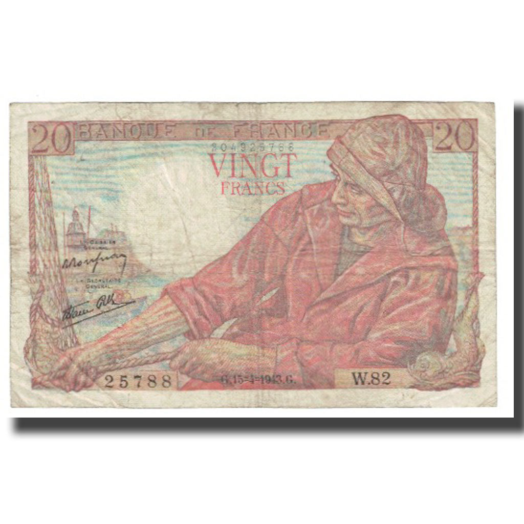 Frankreich, 20 Francs, Pêcheur, 1943, P. Rousseau and R. Favre-Gilly