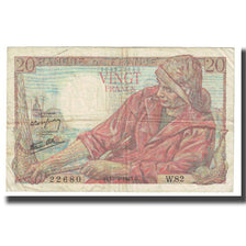 France, 20 Francs, Pêcheur, 1943, P. Rousseau and R. Favre-Gilly, 1943-01-28