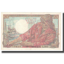 France, 20 Francs, Pêcheur, 1943, P. Rousseau and R. Favre-Gilly, 1943-01-28