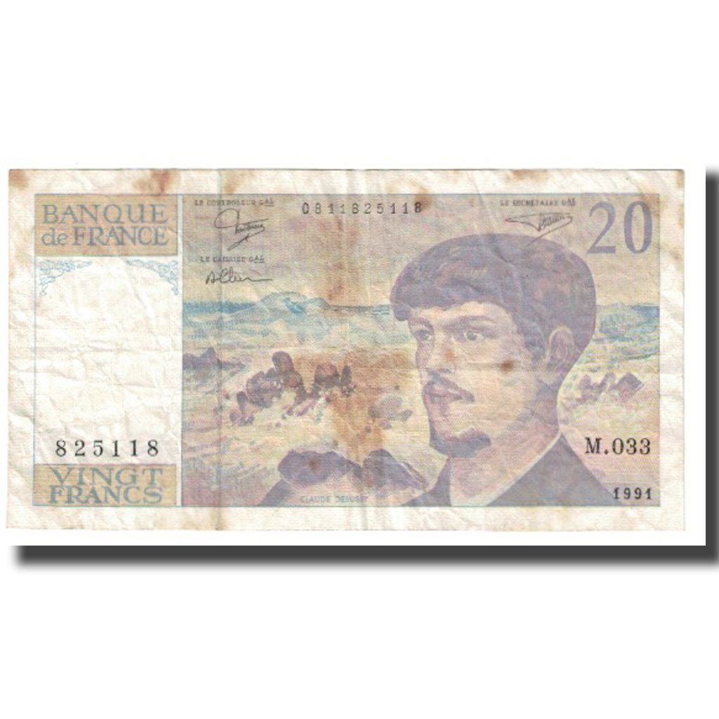 Francia, 20 Francs, Debussy, 1991, STROHL TRONCHE DENTAUD, MB, Fayette:66Bis.2