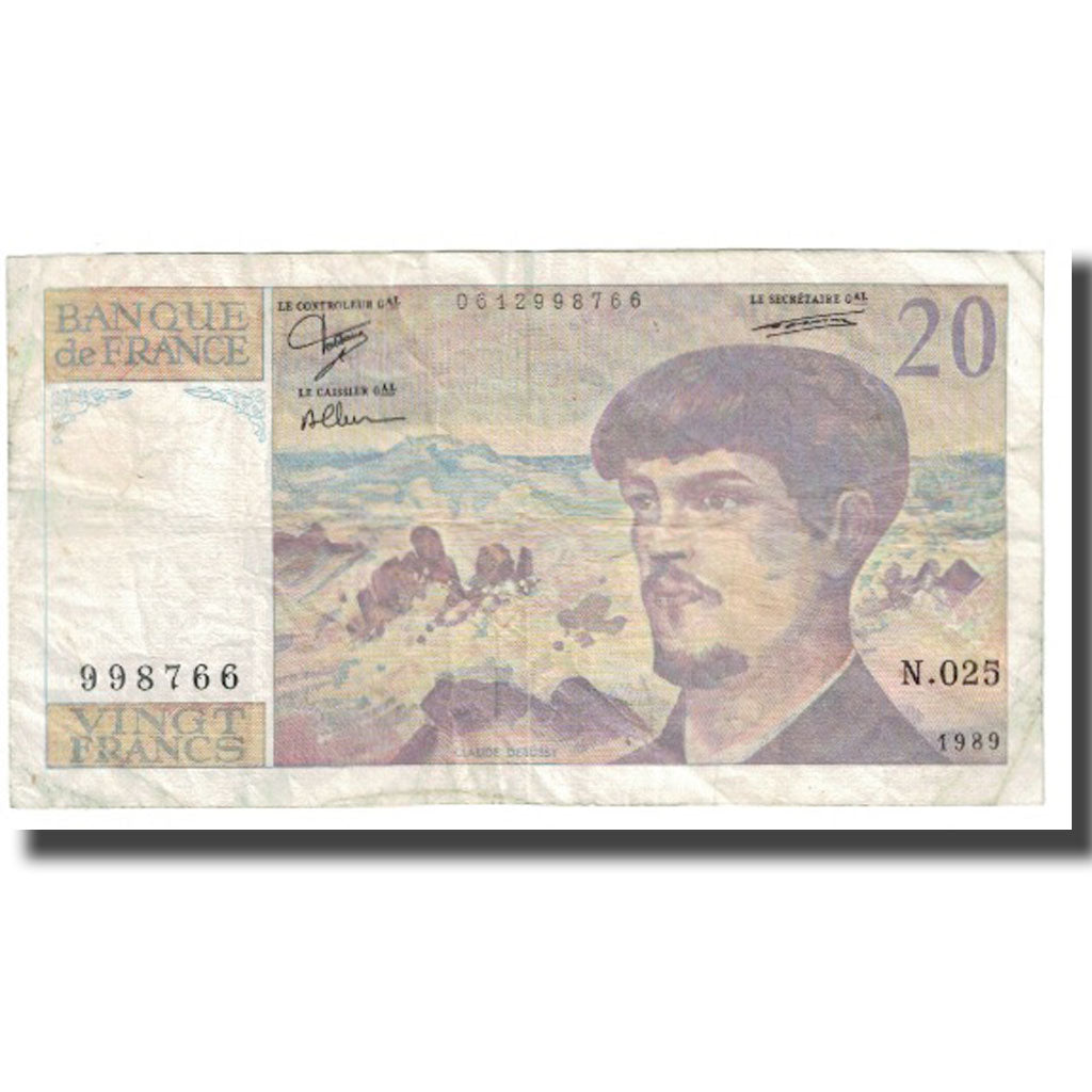 Francia, 20 Francs, Debussy, 1990, STROHL TRONCHE DENTAUD, MB, Fayette:66.10
