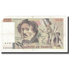 France, 100 Francs, Delacroix, 1989, FERMAN DANTAUD CHARIAU, VF(20-25)