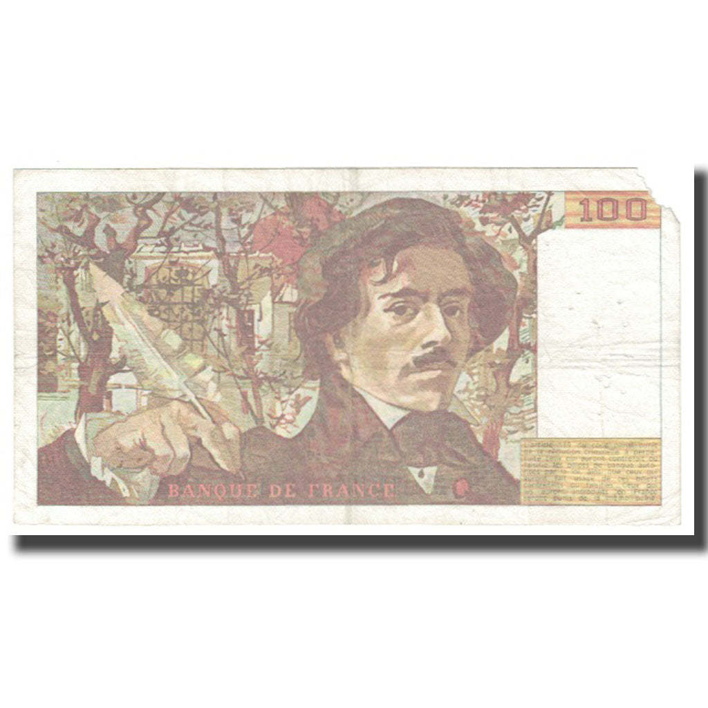 France, 100 Francs, Delacroix, 1989, FERMAN DANTAUD CHARIAU, VF(20-25)