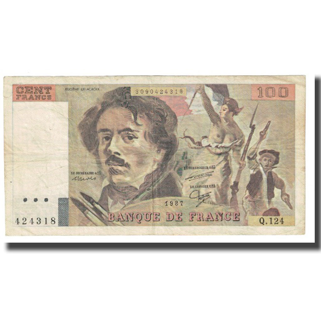 France, 100 Francs, Delacroix, 1987, STROHL FERMAN DENTAUD, TB, Fayette:69.11
