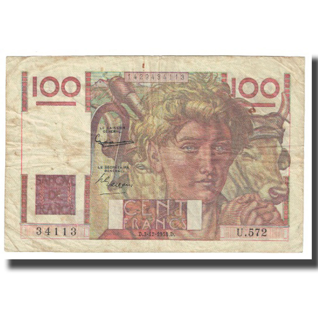 Frankreich, 100 Francs, Jeune Paysan, 1953, D AMBRIERES, GARGAM, 1953-12-03, S