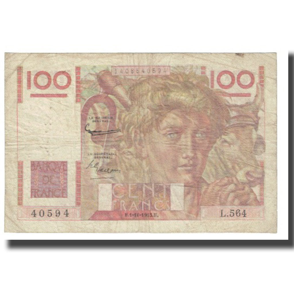 Francia, 100 Francs, Jeune Paysan, 1953, D AMBRIERES, GARGAM, 1953-10-01, BC