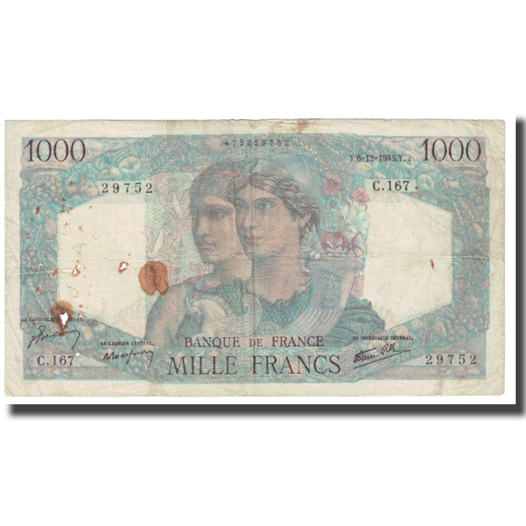 Frankrijk, 1000 Francs, Minerve et Hercule, 1945, P. Rousseau and R.