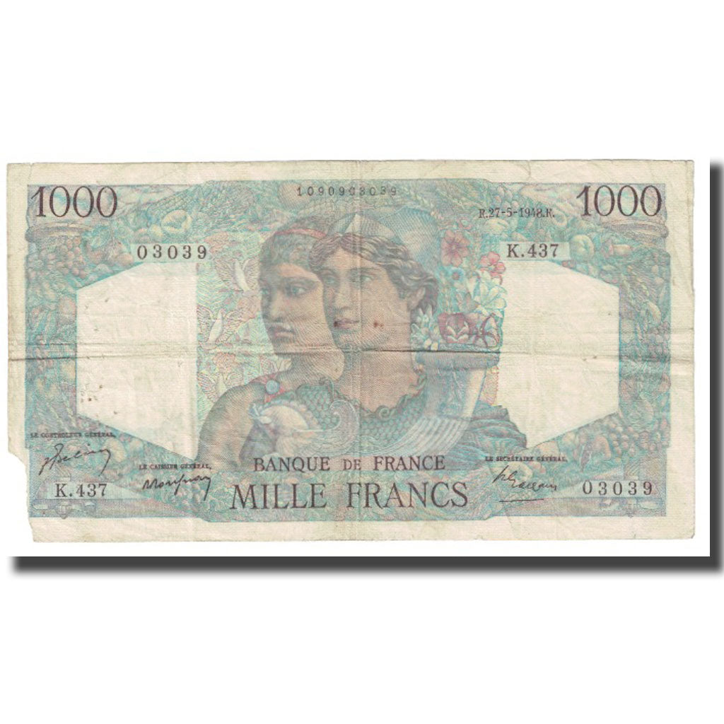 Francia, 1000 Francs, Minerve et Hercule, 1948, P. Rousseau and R. Favre-Gilly