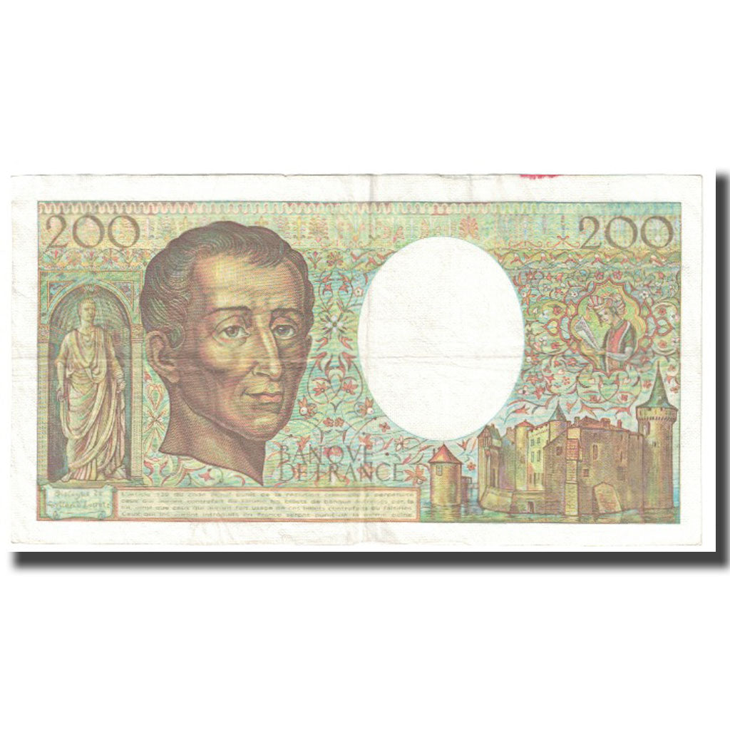 França, 200 Francs, Montesquieu, 1989, BRUNEEL BONNARDIN CHARRIAU, VF(20-25)