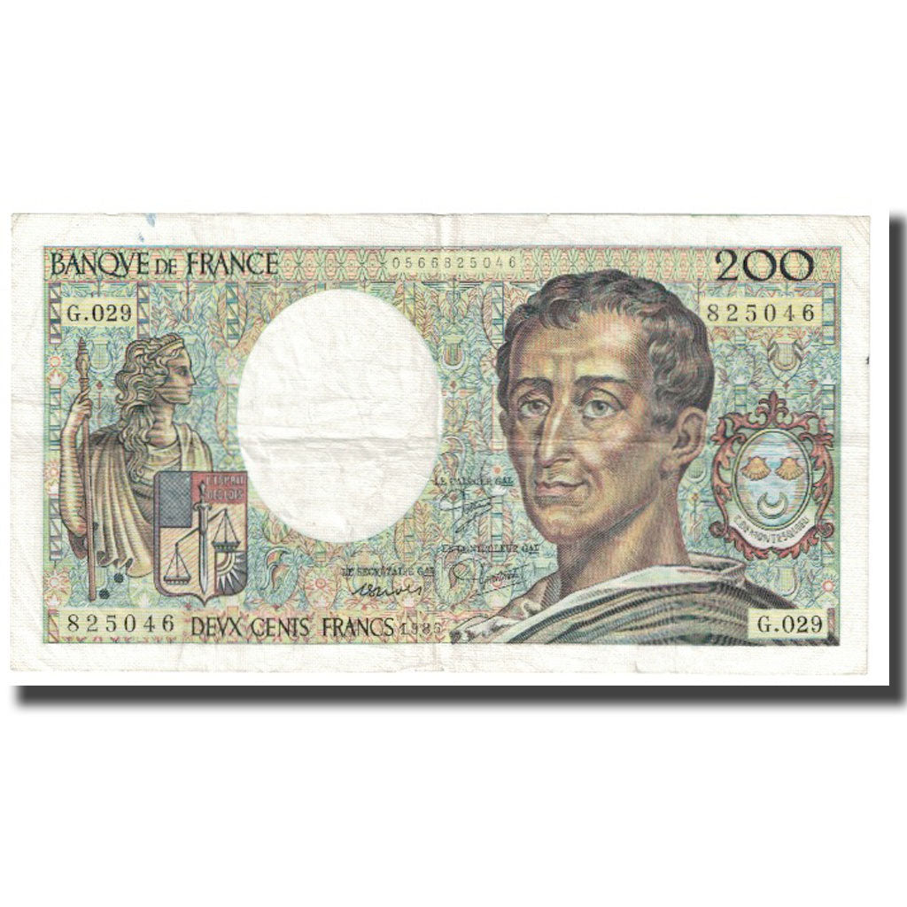 Francia, 200 Francs, Montesquieu, 1985, BRUNEEL BONNARDIN CHARRIAU, BC
