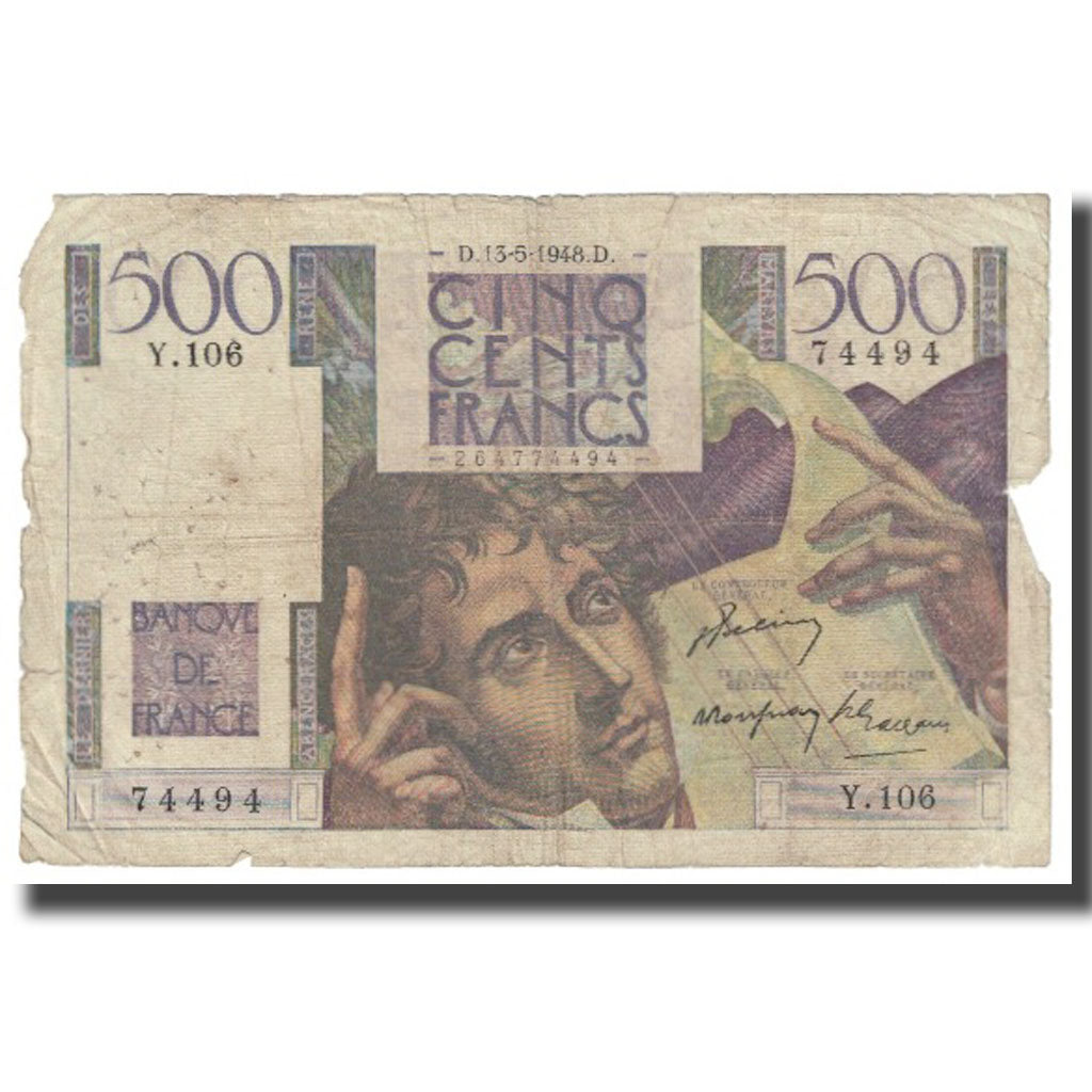 Francia, 500 Francs, Chateaubriand, 1948, BELIN ROUSSEAU GARGAM, 1948-05-13, RC