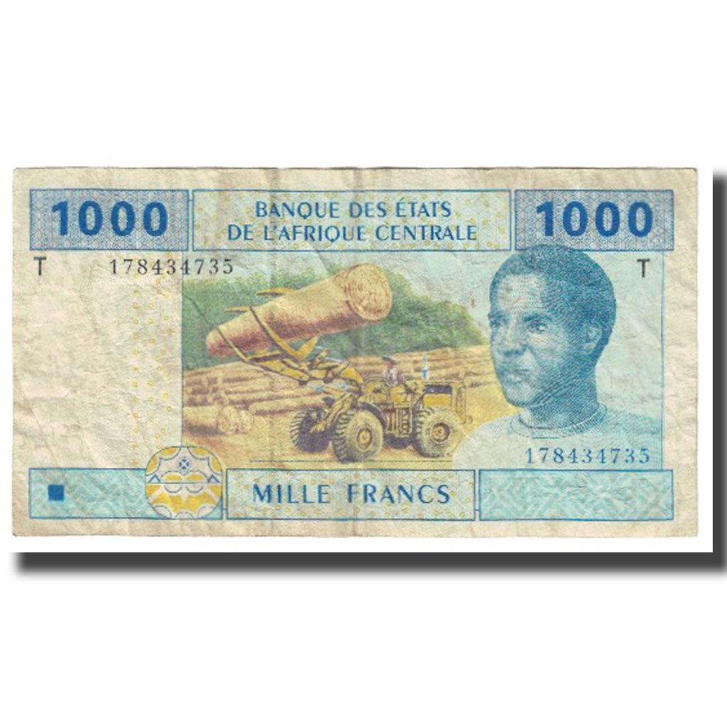 Banknote, Central African States, 1000 Francs, 2002, KM:207U, VF(20-25)