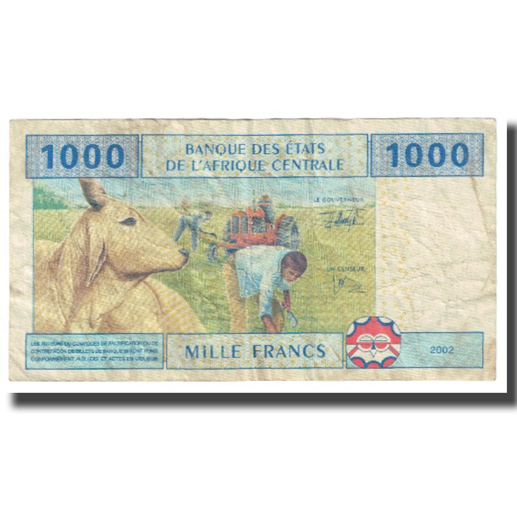 Banknote, Central African States, 1000 Francs, 2002, KM:207U, VF(20-25)