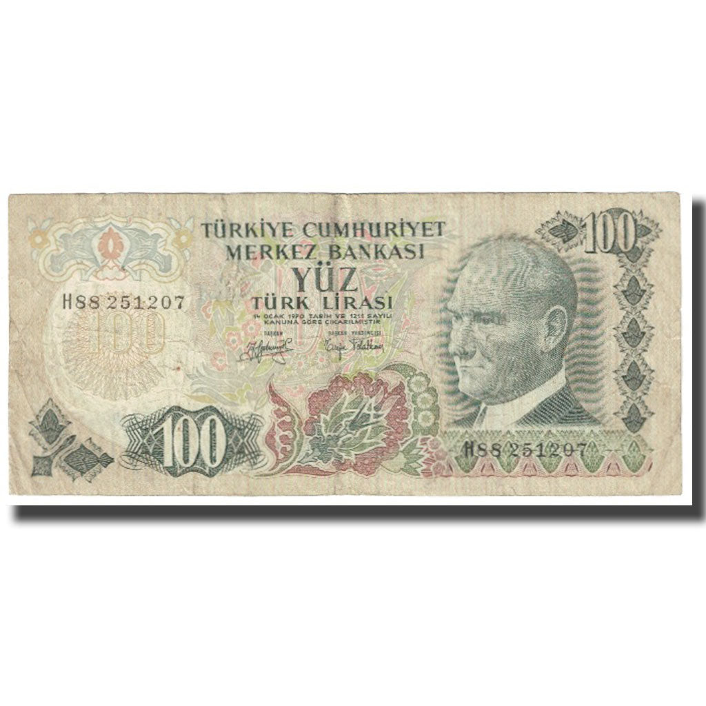 Billete, 100 Lira, 1970, Turquía, 1970-10-14, KM:189a, BC