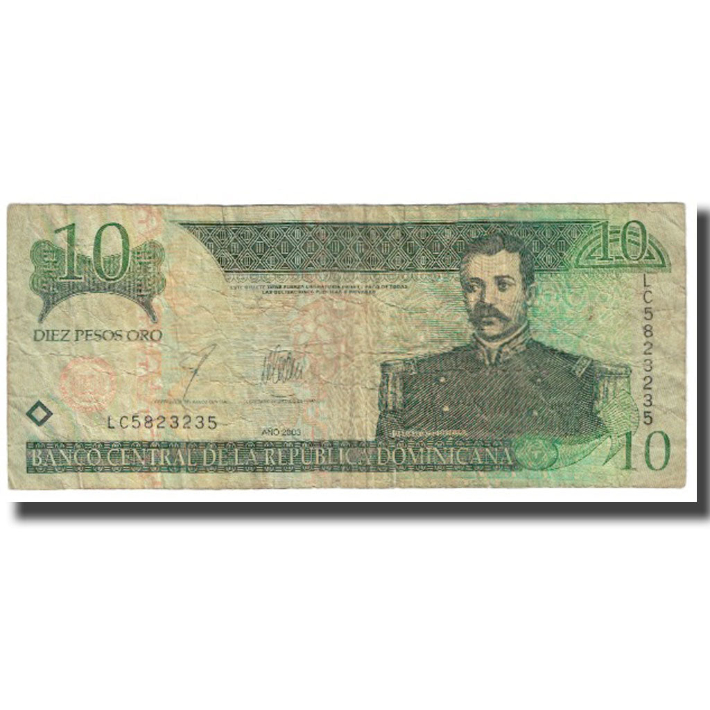 Billete, 10 Pesos Oro, 2003, República Dominicana, KM:165b, BC