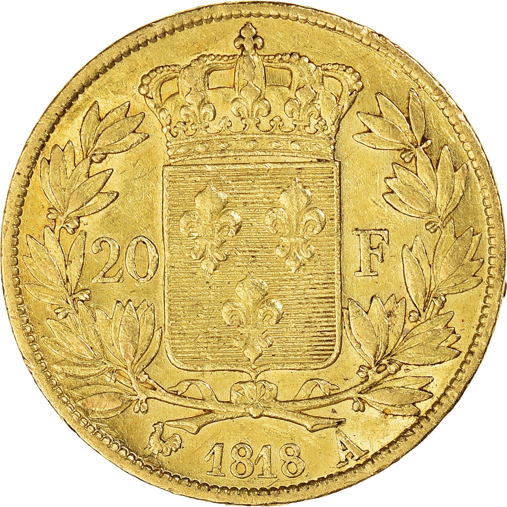 Moeda, França, Louis XVIII, Louis XVIII, 20 Francs, 1818, Paris, EF(40-45)