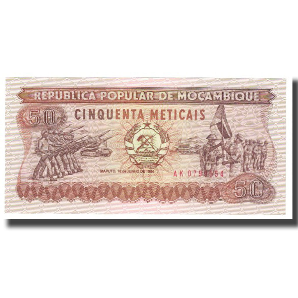 Billete, 50 Meticais, 1986, Mozambique, 1986-06-16, KM:125, UNC