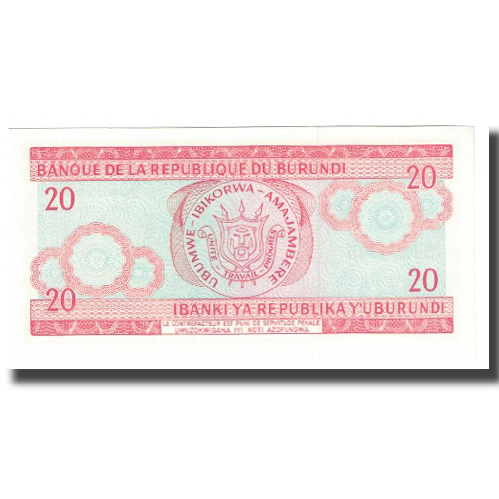 Banconote, Burundi, 20 Francs, 2007, 2007-11-01, KM:27A, FDS