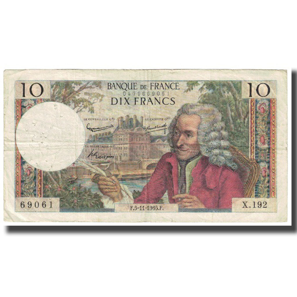 Francja, 10 Francs, Voltaire, 1965, G.Gouin D'Ambrières-P.Gargam-R.Tondu