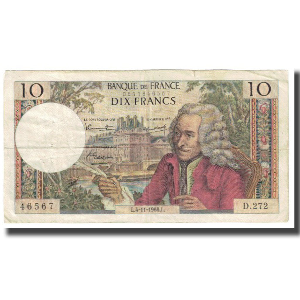 France, 10 Francs, Voltaire, 1966, H.Morant-P.Gargam-R.Tondu., 1966-11-04