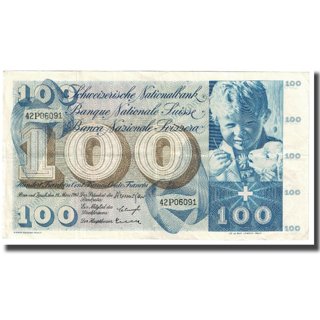 Banknote, Switzerland, 100 Franken, 1963, 1963-03-28, KM:49j, EF(40-45)