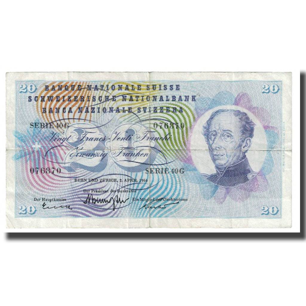 Banknote, Switzerland, 20 Franken, 1964, 1964-04-02, KM:46k, EF(40-45)
