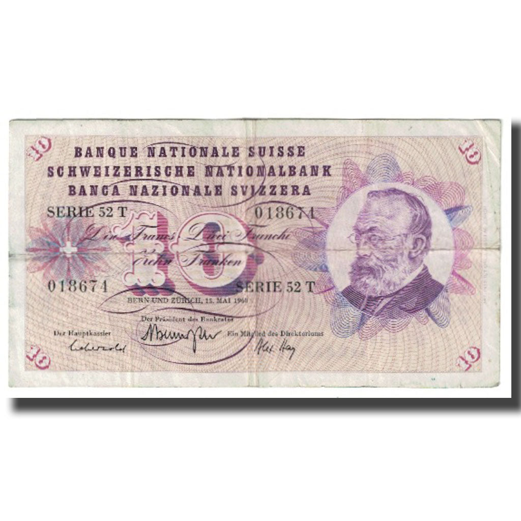 Banknote, Switzerland, 10 Franken, 1968, 1968-05-15, KM:45m, EF(40-45)