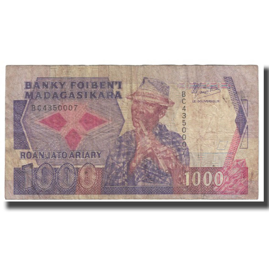 Banknote, Madagascar, 1000 Francs = 200 Ariary, KM:68a, VF(20-25)