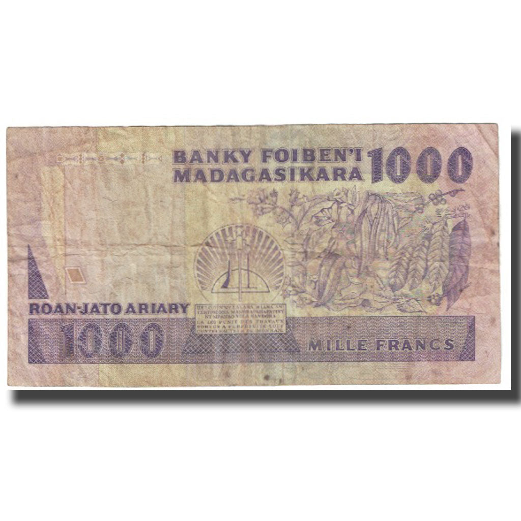 Banknote, Madagascar, 1000 Francs = 200 Ariary, KM:68a, VF(20-25)