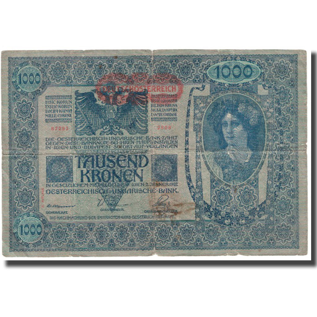 Banknote, Austria, 1000 Kronen, 1902, 1902-01-02, KM:8a, VF(20-25)
