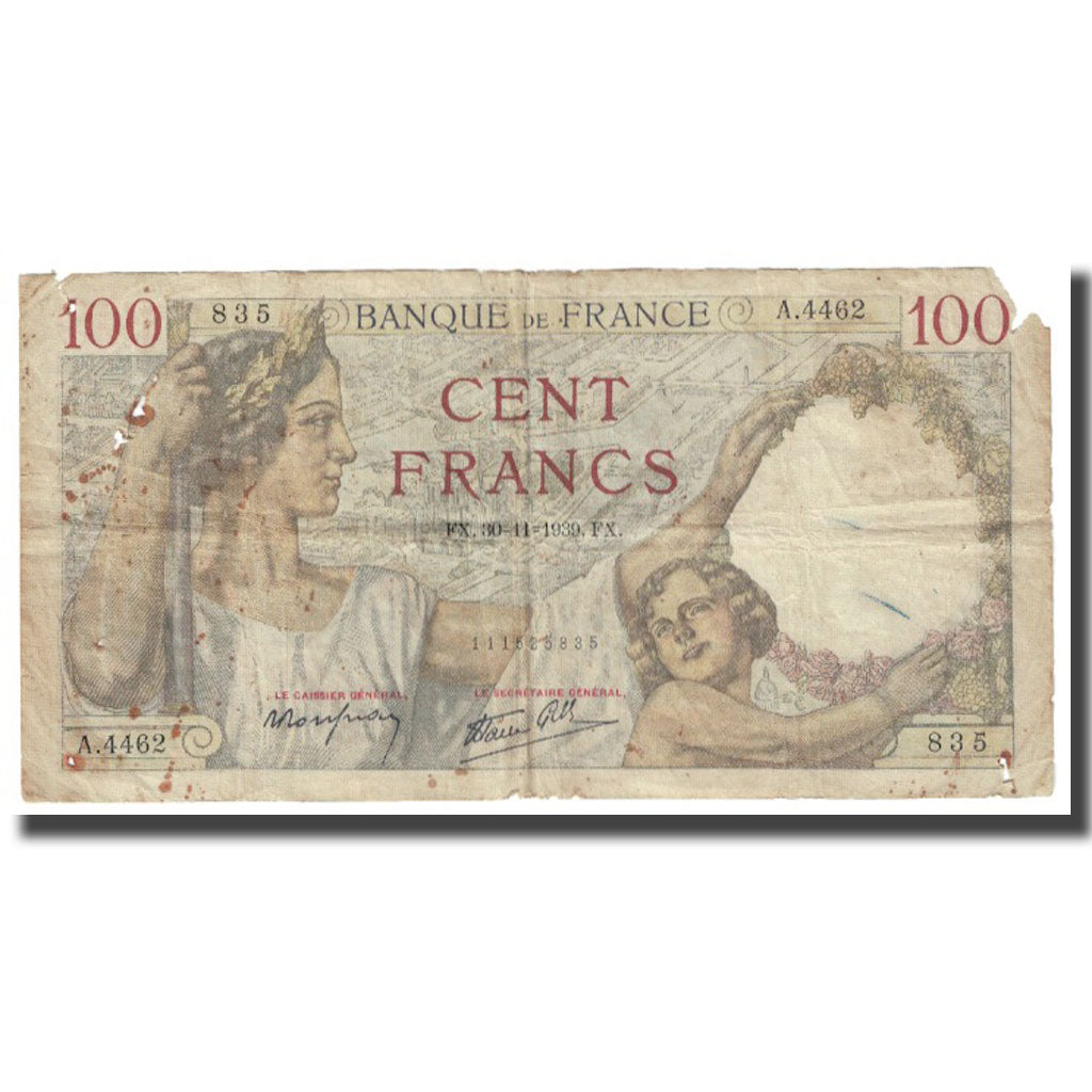Frankreich, 100 Francs, Sully, 1939, P. Rousseau and R. Favre-Gilly, 1939-11-30