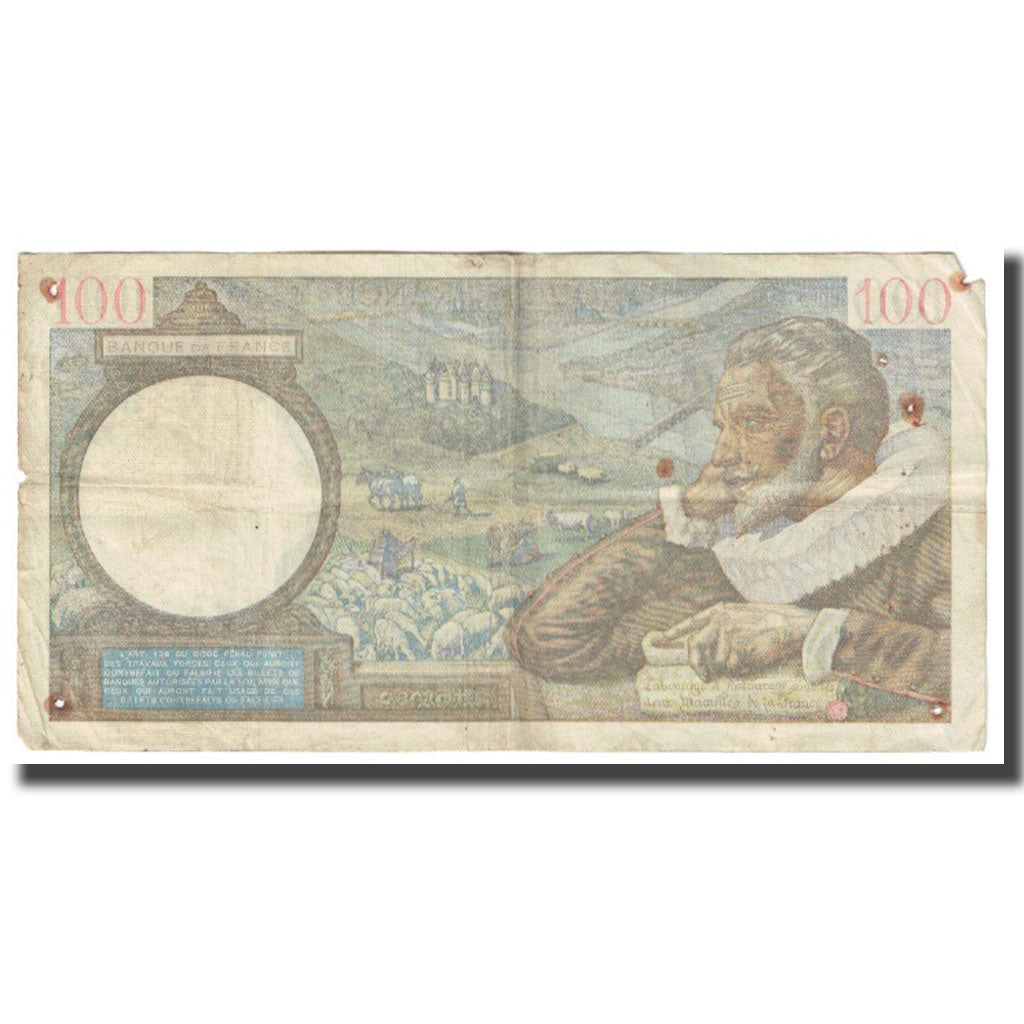 France, 100 Francs, Sully, 1940, P. Rousseau and R. Favre-Gilly, 1940-05-23