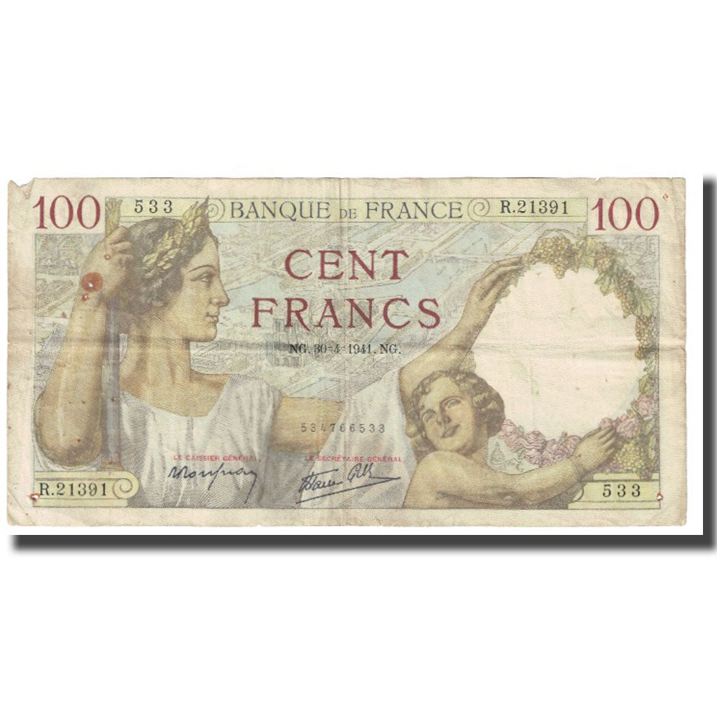 Frankrijk, 100 Francs, Sully, 1941, P. Rousseau and R. Favre-Gilly, 1941-04-30