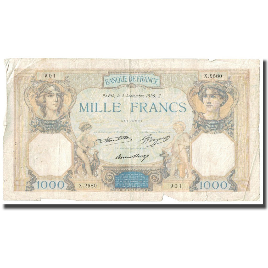Frankrijk, 1000 Francs, Cérès et Mercure, 1936, P. Rousseau and R.