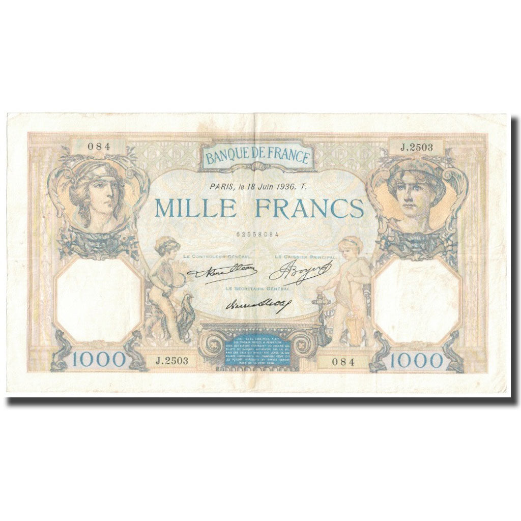 Frankreich, 1000 Francs, Cérès et Mercure, 1936, P. Rousseau and R.