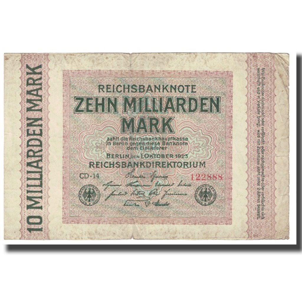 Banknote, Germany, 10 Milliarden Mark, 1923, 1923-10-01, KM:117a, VF(20-25)