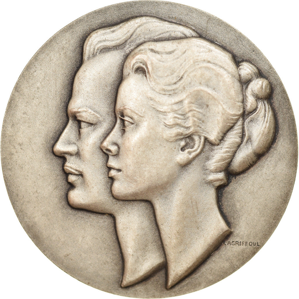 Mónaco, medalla, Mariage de Grace Kelly et Rainier III, 1956, Lagriffoul, SC